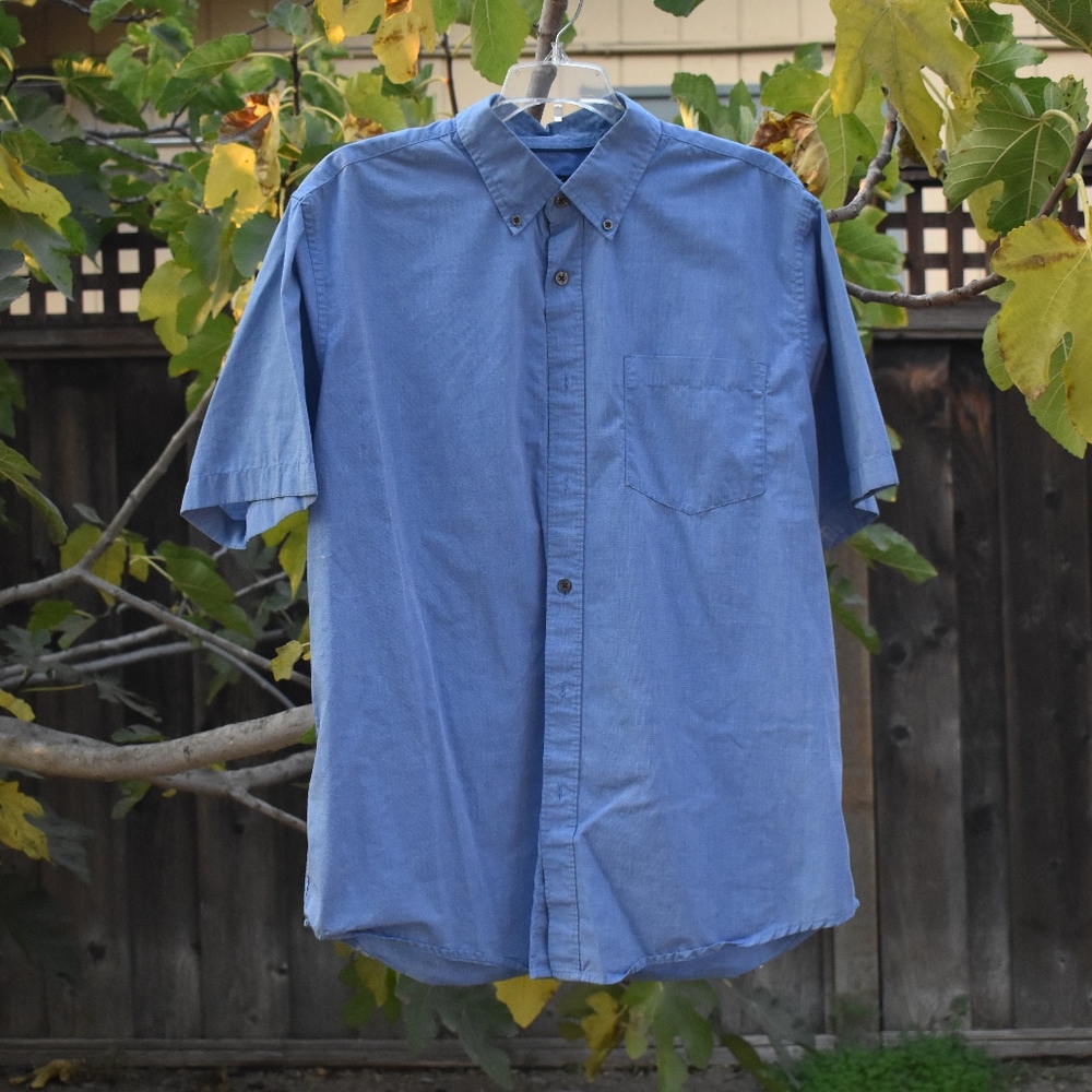 Blue Short Sleeve Button Up